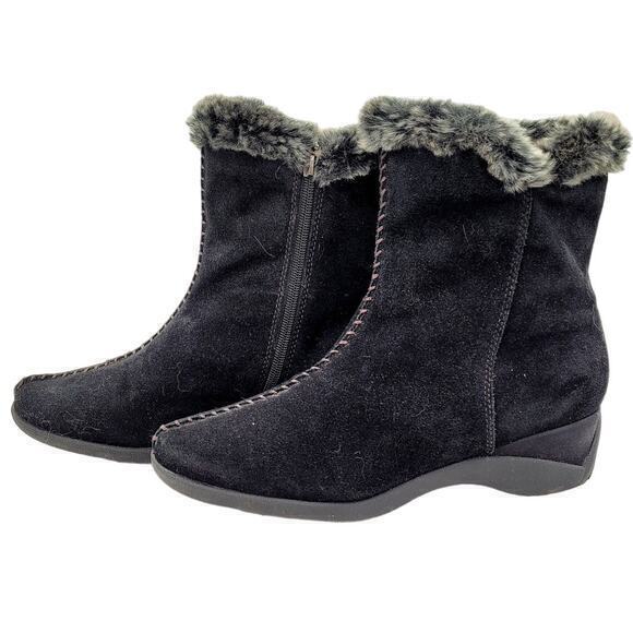 Sporto Black Leather Insolated Sherpa Mid Calf Winter‎ Boots - Picture 1 of 13